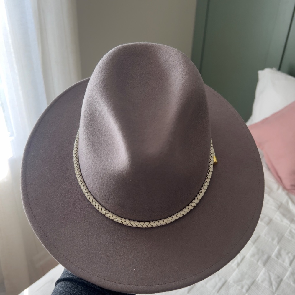 Gigi Pip Taupe Wool Felt Wide Brim Hat w/‎ Braided Band - Picture 9 of 12
